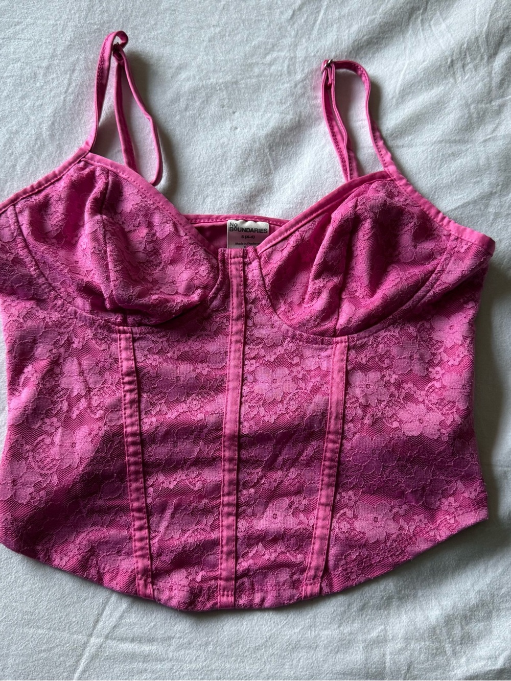 No Boundaries Hot Pink Lace Bustier Crop Top